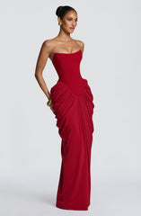 Noura Maxi Dress - Deep Red