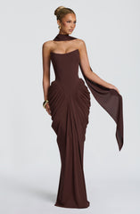 Noura Maxi Dress - Plum Brown