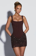 Yeona Mini Dress - Plum Brown