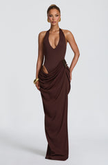 Adele Maxi Dress - Plum Brown