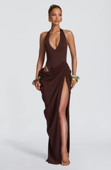 Adele Maxi Dress - Plum Brown