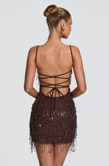 Blaise Mini Dress - Plum Brown
