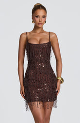 Blaise Mini Dress - Plum Brown