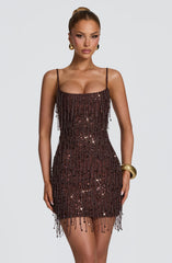 Blaise Mini Dress - Plum Brown