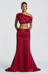 Claudette Maxi Skirt - Burgundy
