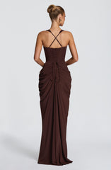 Elara Maxi Dress - Plum Brown