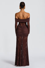 Sauline Maxi Dress - Plum Brown
