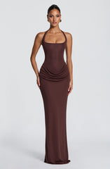 Sharona Maxi Dress - Plum Brown