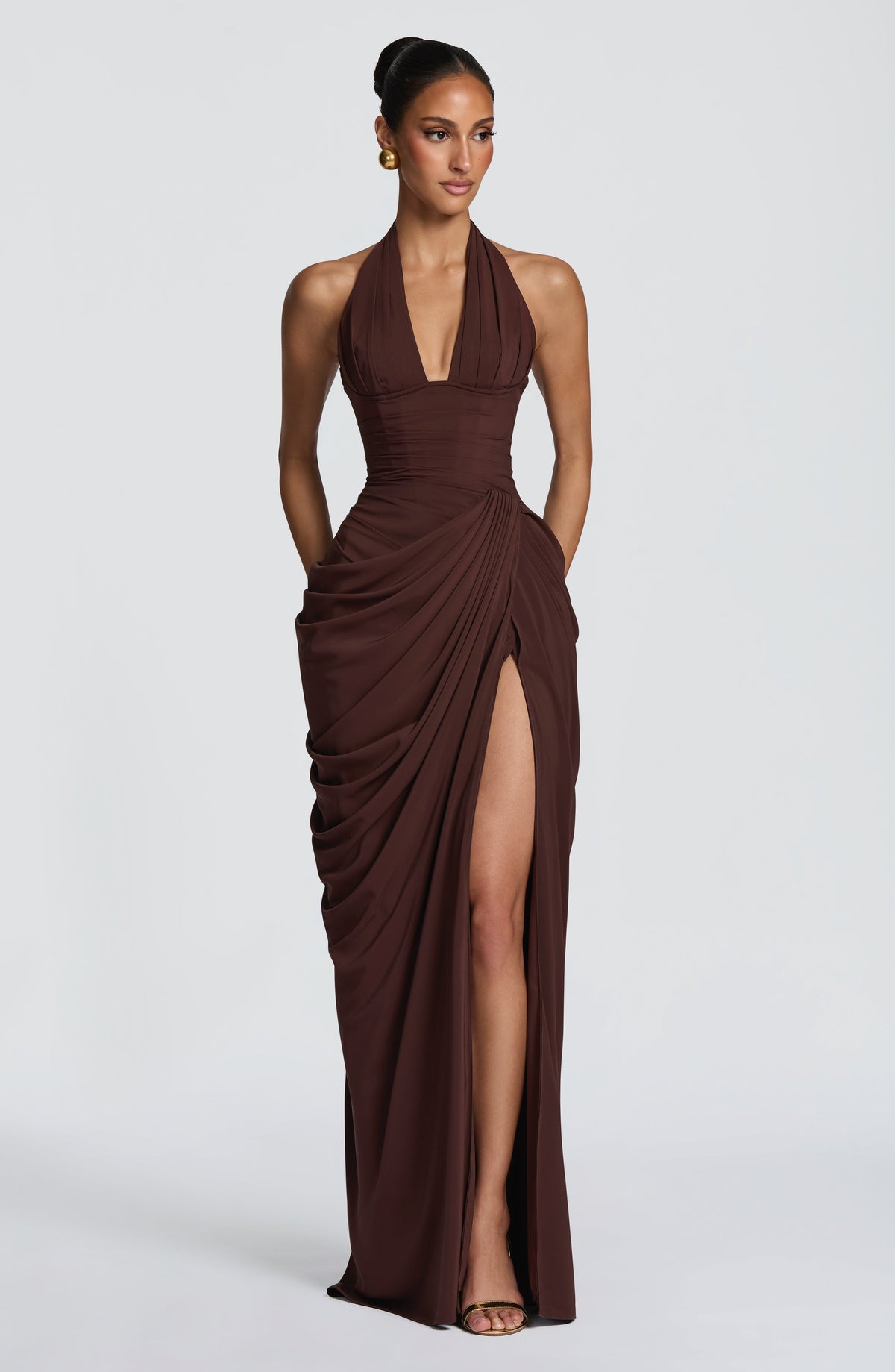 Minette Maxi Dress - Plum Brown